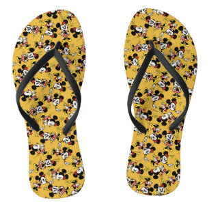 Main Mickey Shorts   Minnie Mouse Yellow Pattern Flip Flops