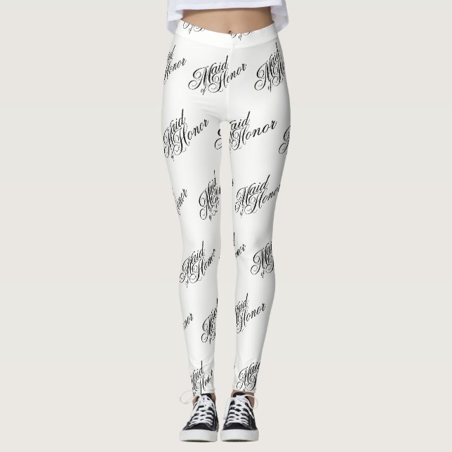 Main of Honour Leggings - Black on White (Front)