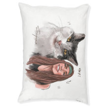 Main personnalisée - Chat tiré et Coussin humain