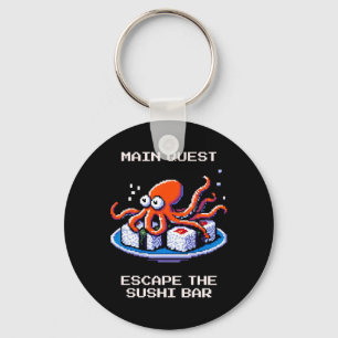 Main Quest Escape The Sushi R Octopus Pixel Gamer  Keychain