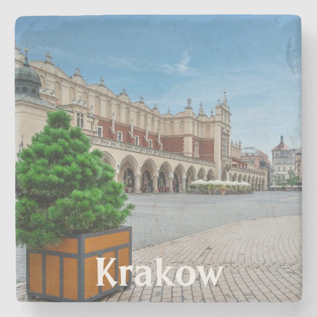 Main square in Krakow old town, Poland Stone Coaster (Front)