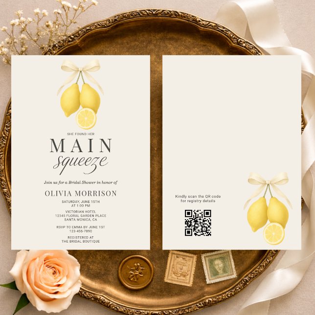 Main Squeeze Bow QR Code Bridal Shower Invitation (Creator Uploaded)