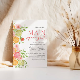 "Main Squeeze" Bridal Shower- Citrus Lemon Party Invitation