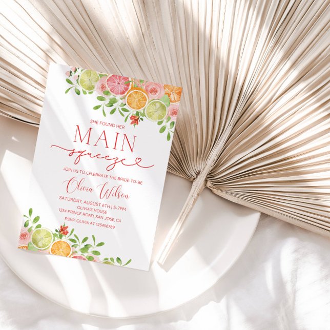 "Main Squeeze" Bridal Shower- Citrus summer Party Invitation (Creator Uploaded)