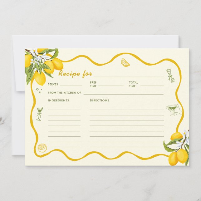 Main Squeeze Bridal Shower Lemon Recipe Card (Front)