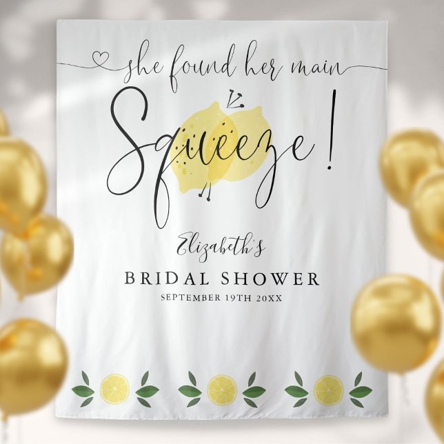 Main Squeeze Bridal Shower Lemons Photo Backdrop Tapestry (Creator Uploaded)