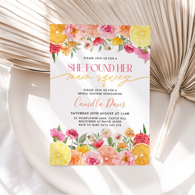 Main Squeeze Bright Citrus Lemon Bridal Shower  Invitation (Creator Uploaded)