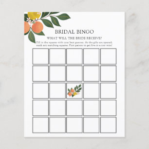 Main Squeeze Citrus Bridal Bingo Game Card