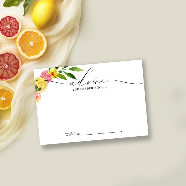Main Squeeze Citrus Bridal Shower Advice Card (Creator Uploaded)