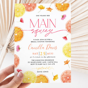 Main Squeeze Citrus Bridal Shower Lemon Bright Invitation