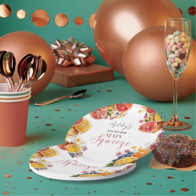 Main Squeeze Citrus Bridal Shower  Paper Plate (Multi)