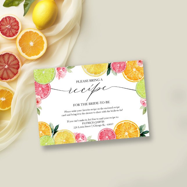 Main Squeeze Citrus Bridal Shower Recipe Request  Invitation (Creator Uploaded)