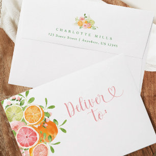Main Squeeze Citrus Bridal Shower Return Addressed Envelope