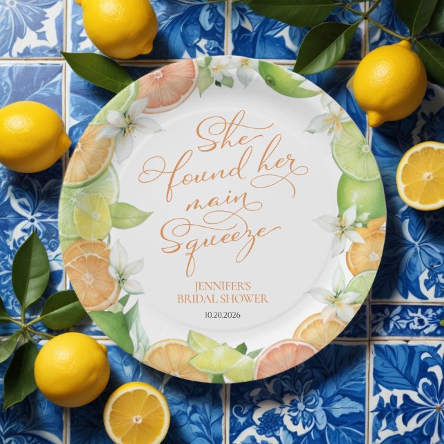Main Squeeze | Citrus Floral Bridal Shower Paper Plate (Creator Uploaded)