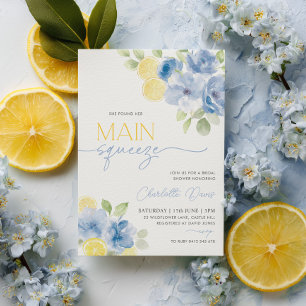 Main Squeeze Citrus Lemon Blue Bridal Shower Invitation