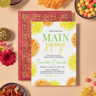 Main Squeeze Citrus Lemon Orange Bridal Shower Invitation