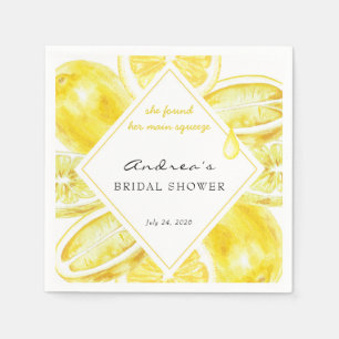 Main Squeeze   Citrus   Lemon Yellow Bridal Shower Napkin