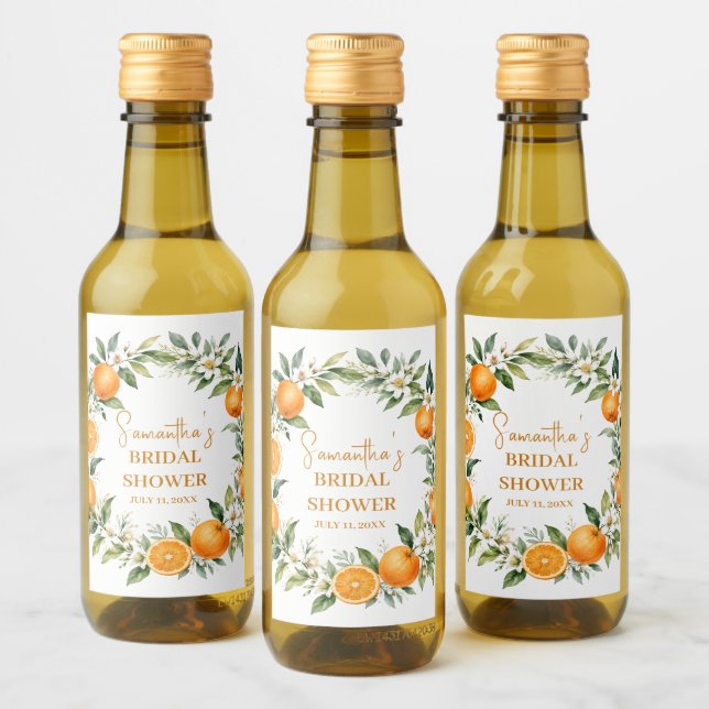 Main Squeeze Citrus Orange Bridal Shower Wine Label (Bottles)