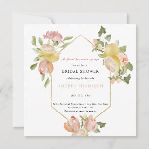 Main Squeeze   Citrus   Pink Floral Bridal Shower Invitation
