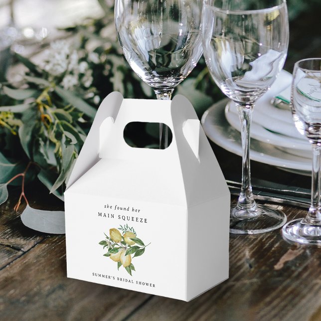 Main Squeeze Elegant Lemon Citrus Bridal Shower Favor Box (Creator Uploaded)