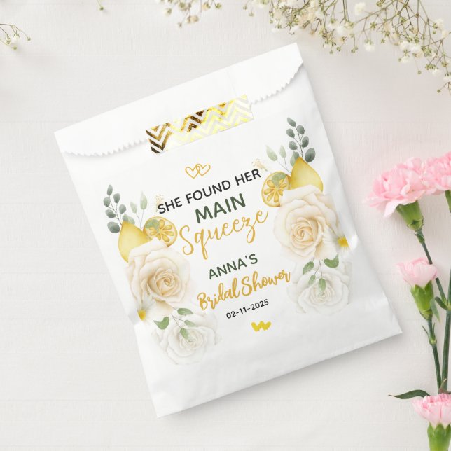Main Squeeze Elegant Lemon Floral Bridal Shower  Favour Bag (Sealed)