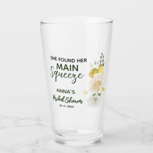 Main Squeeze Elegant Lemon Floral Bridal Shower  Glass