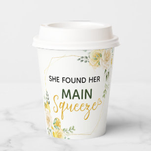 Main Squeeze Elegant Lemon Floral Bridal Shower Paper Cups