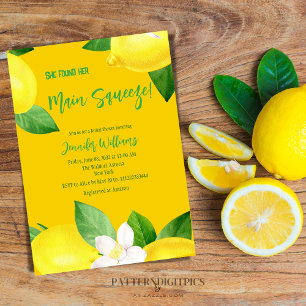 Main Squeeze Elegant Lemon Yellow Citrus Shower Invitation