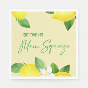 Main Squeeze Elegant Lemon Yellow Citrus Shower Napkin
