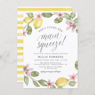 Main Squeeze Floral Lemon Wreath Bridal Shower Invitation