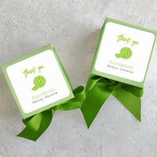 Main Squeeze Green Lime Bridal Shower Favour Thank Square Sticker