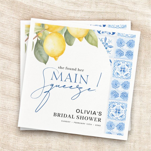 Main Squeeze Italian Lemon Bridal Shower Napkin (Creator Uploaded)