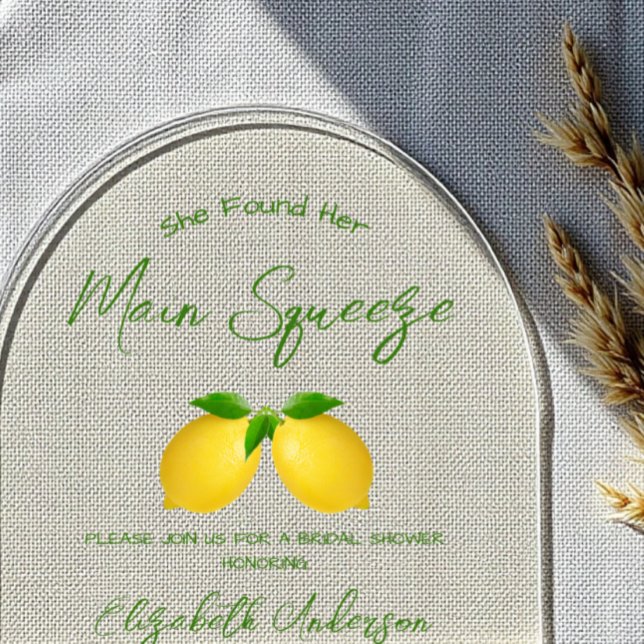 Main Squeeze Lemon Bridal Shower Acrylic Invitations (Creator Uploaded)