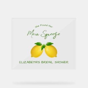 Main Squeeze Lemon Bridal Shower Acrylic Sign