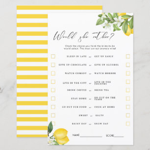 Main Squeeze Lemon Bridal Shower Games 