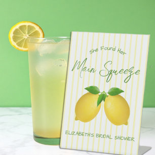 Main Squeeze Lemon Bridal Shower Pedestal Sign