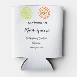 Main Squeeze lemon citrus bridal shower add name d Can Cooler