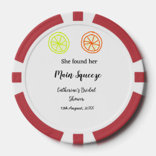 Main Squeeze lemon citrus bridal shower add name d Poker Chips