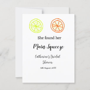 Main Squeeze lemon citrus bridal shower add name d Postcard
