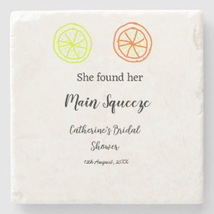 Main Squeeze lemon citrus bridal shower add name d Stone Coaster