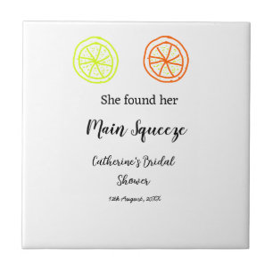 Main Squeeze lemon citrus bridal shower add name d Tile