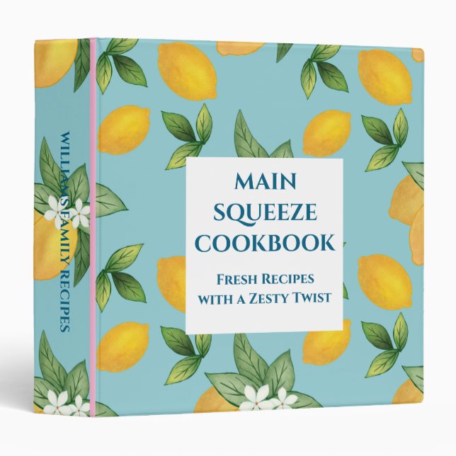 Main-Squeeze Lemon Cookbook Binder  (Front/Spine)