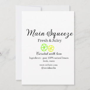 Main squeeze lemon juice homemade business name  invitation