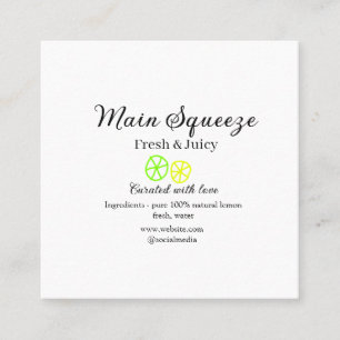 Main squeeze lemon juice homemade business name  square business card