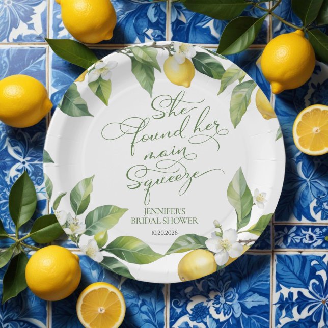 Main Squeeze | Lemon Mediterranean Bridal Shower Paper Plate (Creator Uploaded)