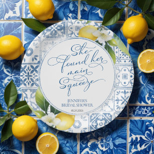 Main Squeeze Lemon Mediterranean Bridal Shower Paper Plate