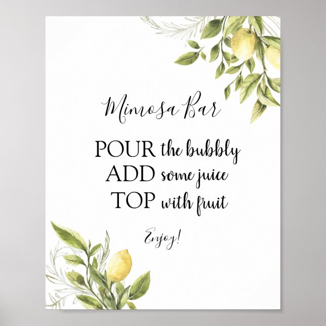 Main Squeeze Lemon Mimosa Bar Drink Sign (Front)