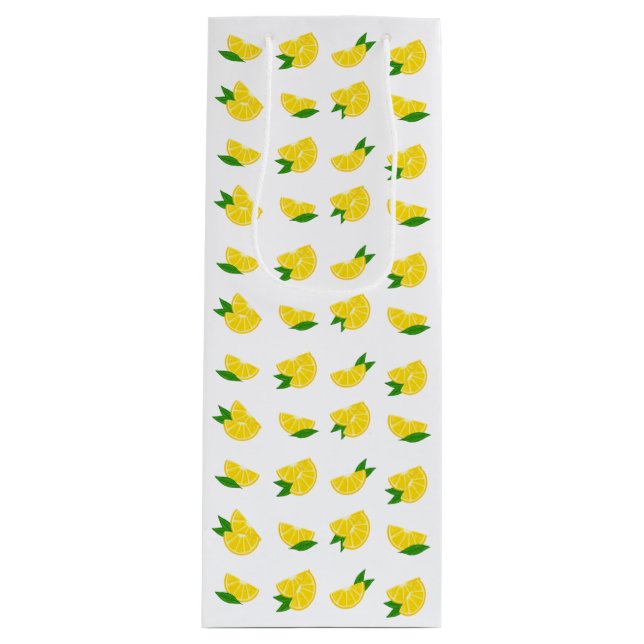 Main Squeeze Lemon Print Wine Gift Bag (Front)