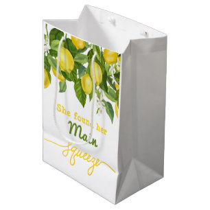 Main Squeeze Lemon Theme Wedding Bridal Shower Medium Gift Bag