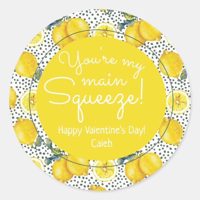Main Squeeze Lemon Valentine Sticker (Front)